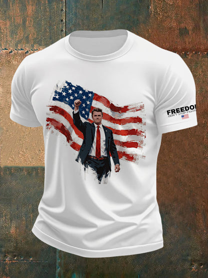 Men's Freedom Don't Stop Fighting R.I.P Charlie Kirk Tee