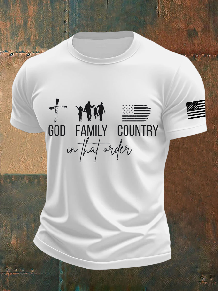 Men's God Family Country Charlie Kirk Printed T-shirt