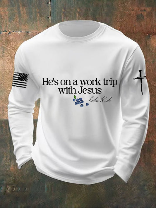Men's He's On A Work Trip With Jesus Charlie Kirk Sweater