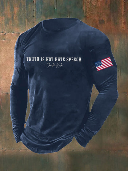 Men's Truth Is Not Hate Speech Printed Long Sleeve T-shirt