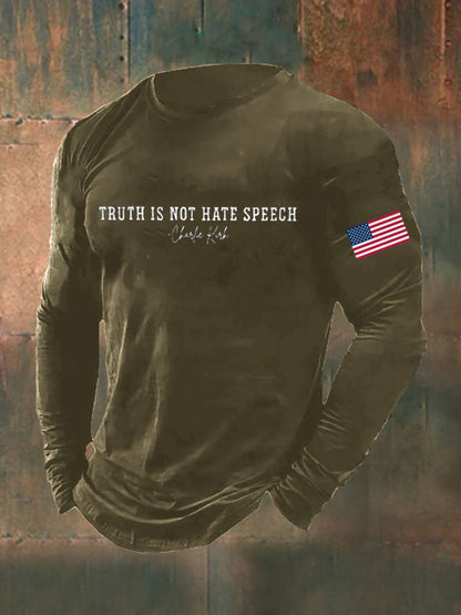 Men's Truth Is Not Hate Speech Printed Long Sleeve T-shirt
