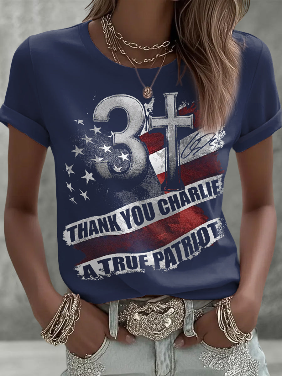 Women's Thakn You Charlie A True Patriot Tee