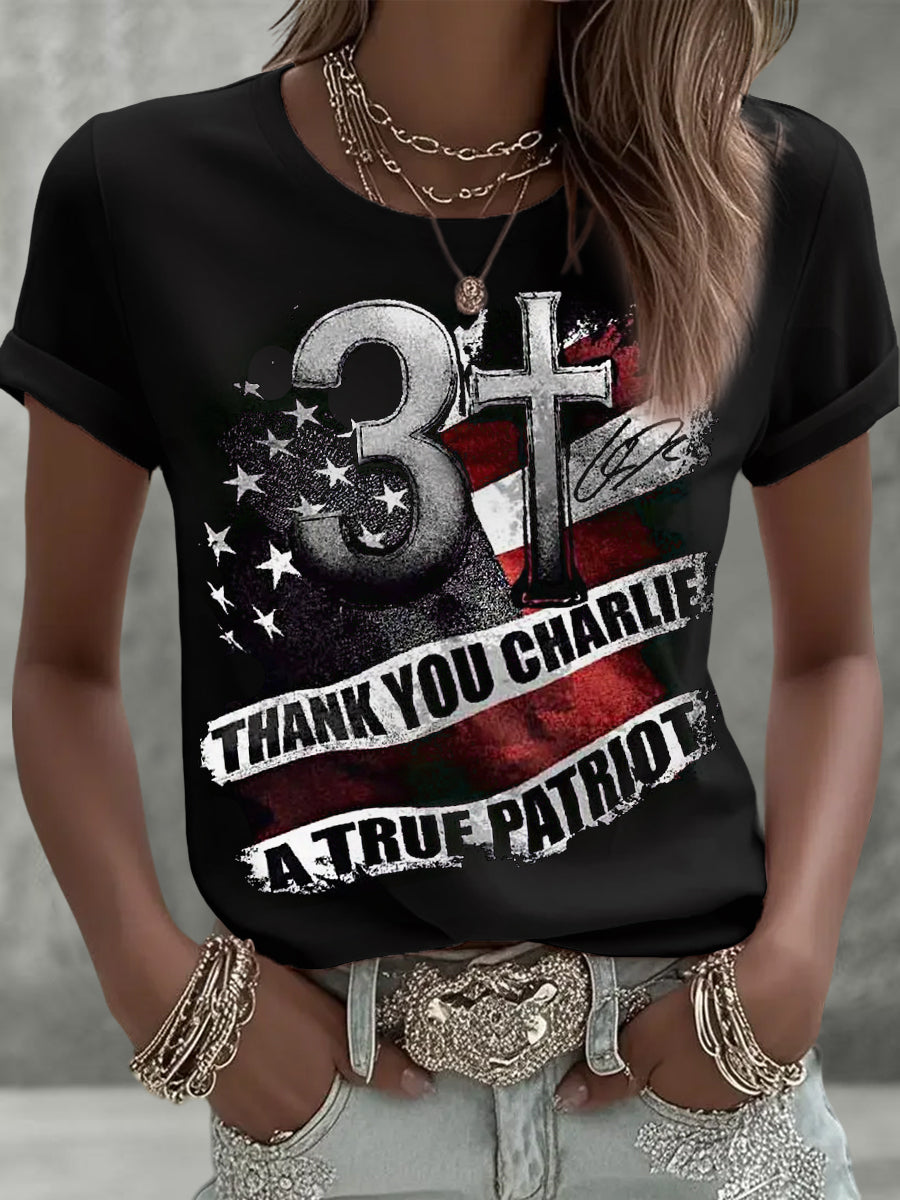 Women's Thakn You Charlie A True Patriot Tee