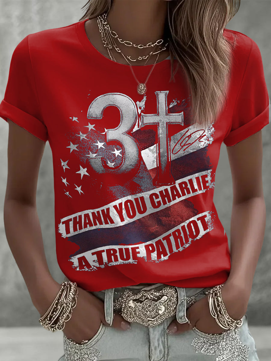 Women's Thakn You Charlie A True Patriot Tee