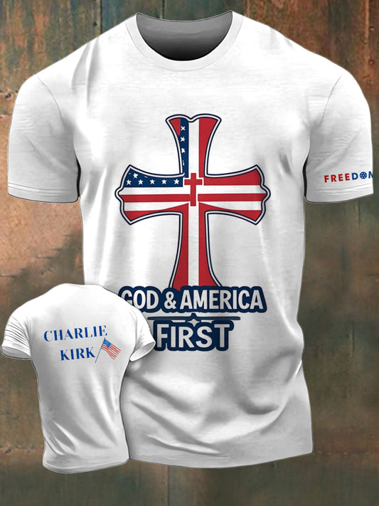 Men's In Memory Of Charlie Kirk  Printed Vintage Fashion Loose Short Sleeve T-Shirt