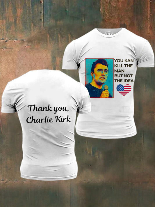 Men's In Memory Of Charlie Kirk  Printed Vintage Fashion Loose Short Sleeve T-Shirt