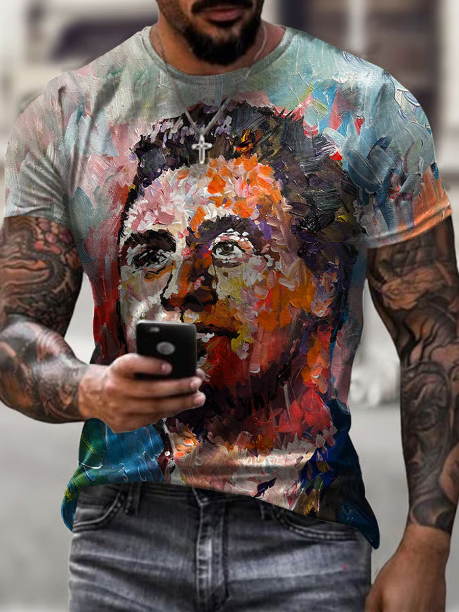 Men's Vintage Charlie Kirk American Flag Print Commemorative T-Shirt