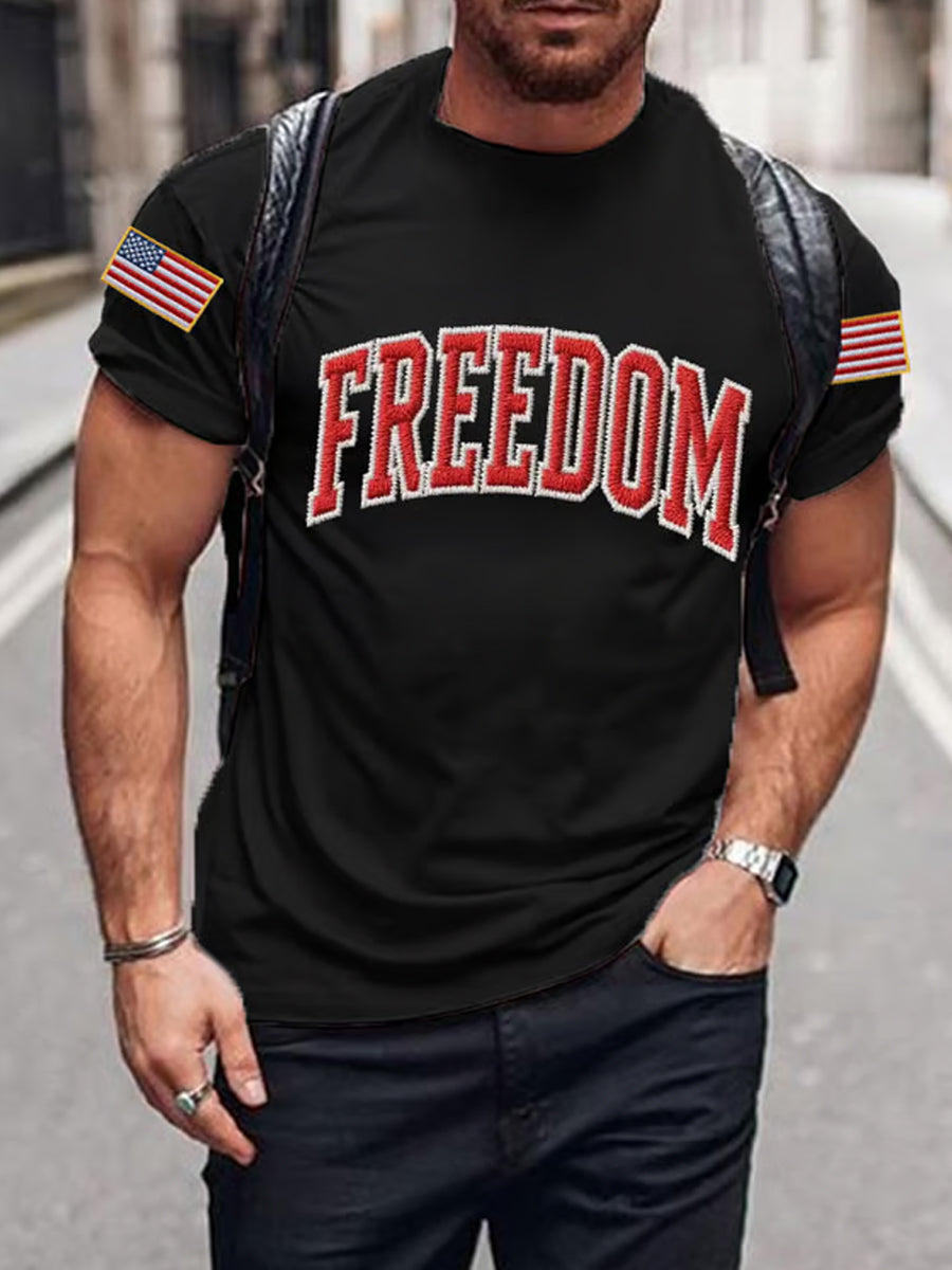 Men's Vintage Charlie Kirk American Flag Print Commemorative T-Shirt