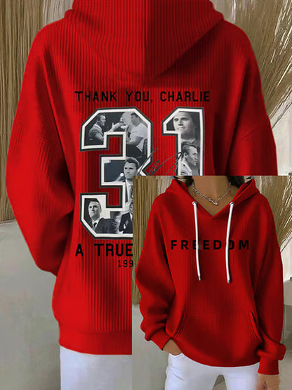 Women's Charlie Kirk Printed Long Sleeved Hooded Sweatshirt