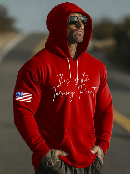 Men's This Is The Turning Point Oversized Drop-Shoulder Hoodie With Pockets