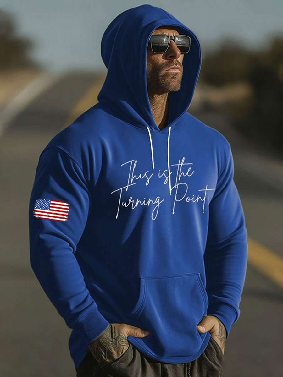 Men's This Is The Turning Point Oversized Drop-Shoulder Hoodie With Pockets