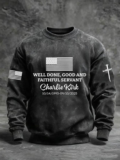 Men's Well Done Good And Faithful Servant Charlie Kirk Crew Neck Sweatshirt