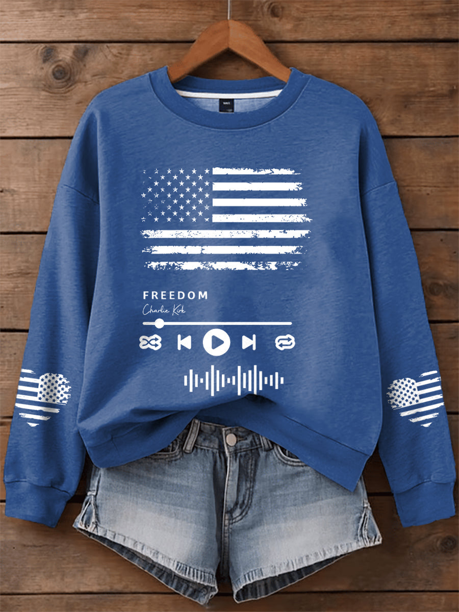 Women's Charlie Kirk Freedom Playlist Print Regular Sweatshirt