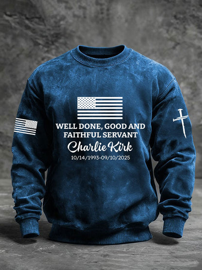 Men's Well Done Good And Faithful Servant Charlie Kirk Crew Neck Sweatshirt