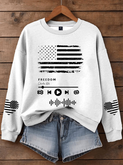 Women's Charlie Kirk Freedom Playlist Print Regular Sweatshirt