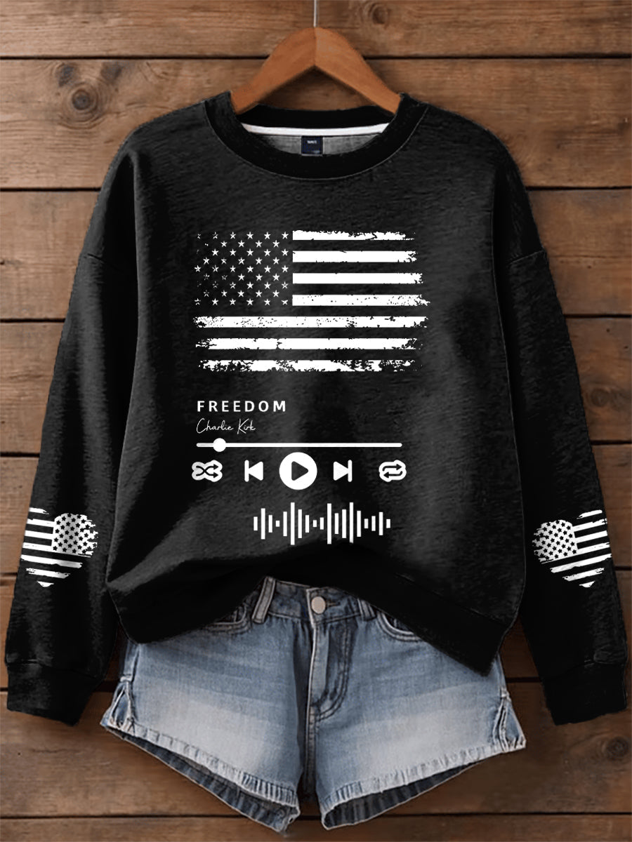 Women's Charlie Kirk Freedom Playlist Print Regular Sweatshirt