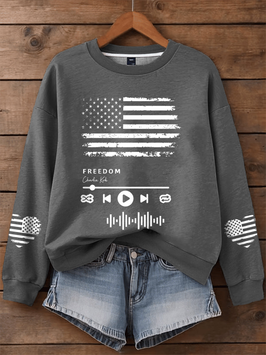 Women's Charlie Kirk Freedom Playlist Print Regular Sweatshirt