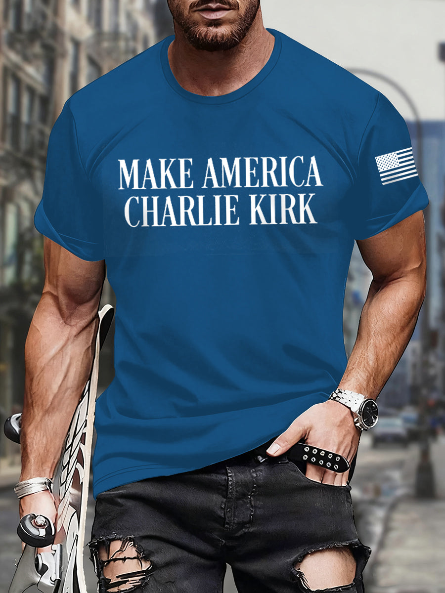 Men's Make American Charlie Kirk Print short-sleeved T-shirt