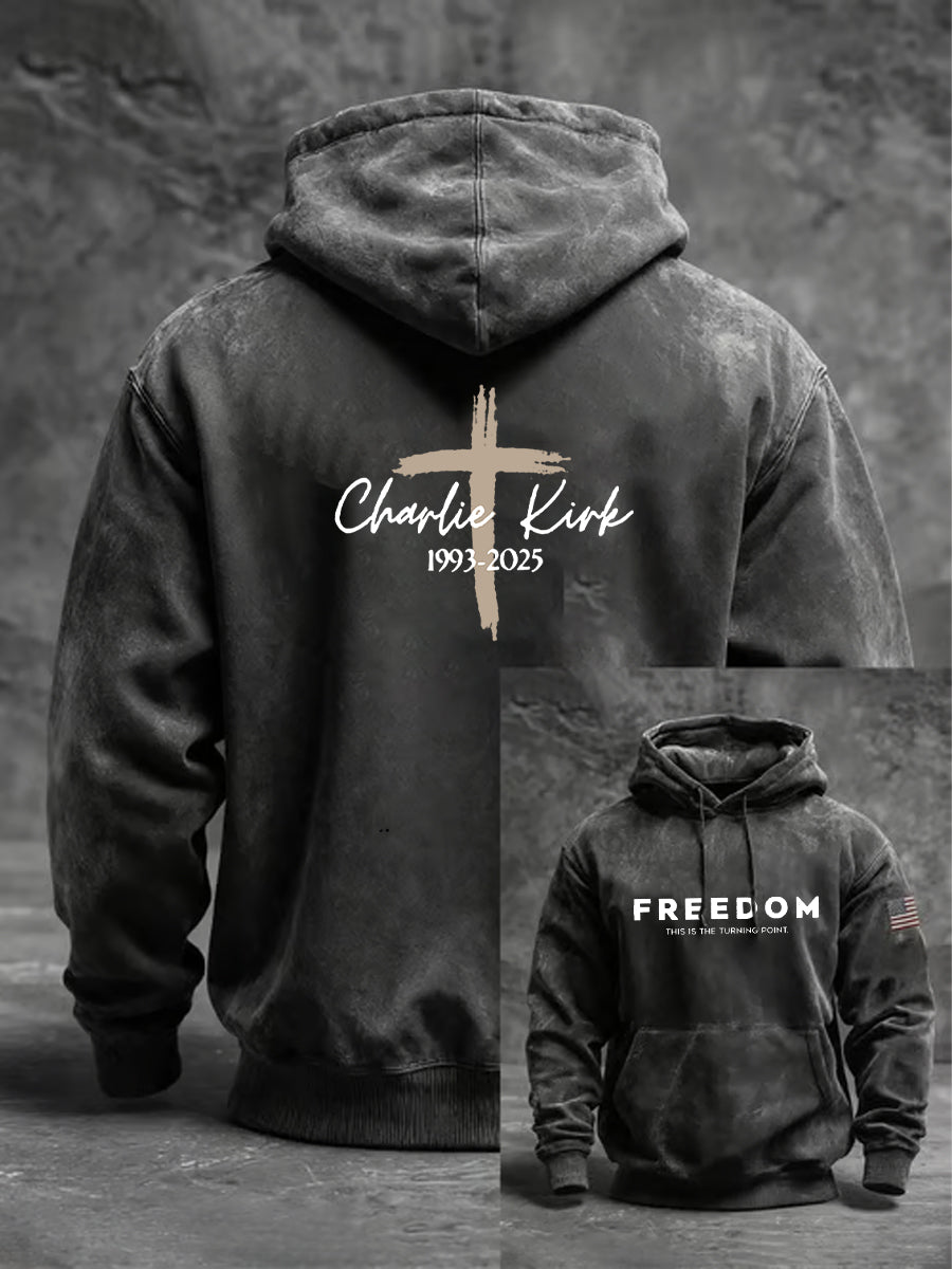 Men's Freedom Is Not Free R.I.P Charlie Kirk Oversized Drop-Shoulder Hoodie with Pockets