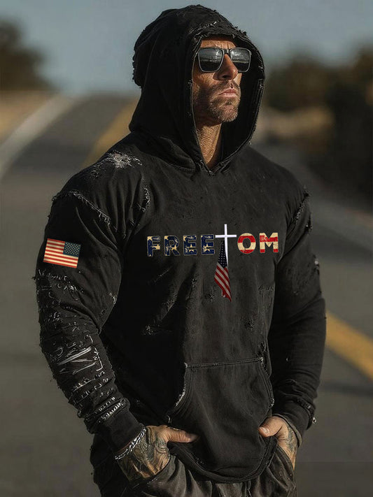 Men's Freedom Printed Casual Hoodie