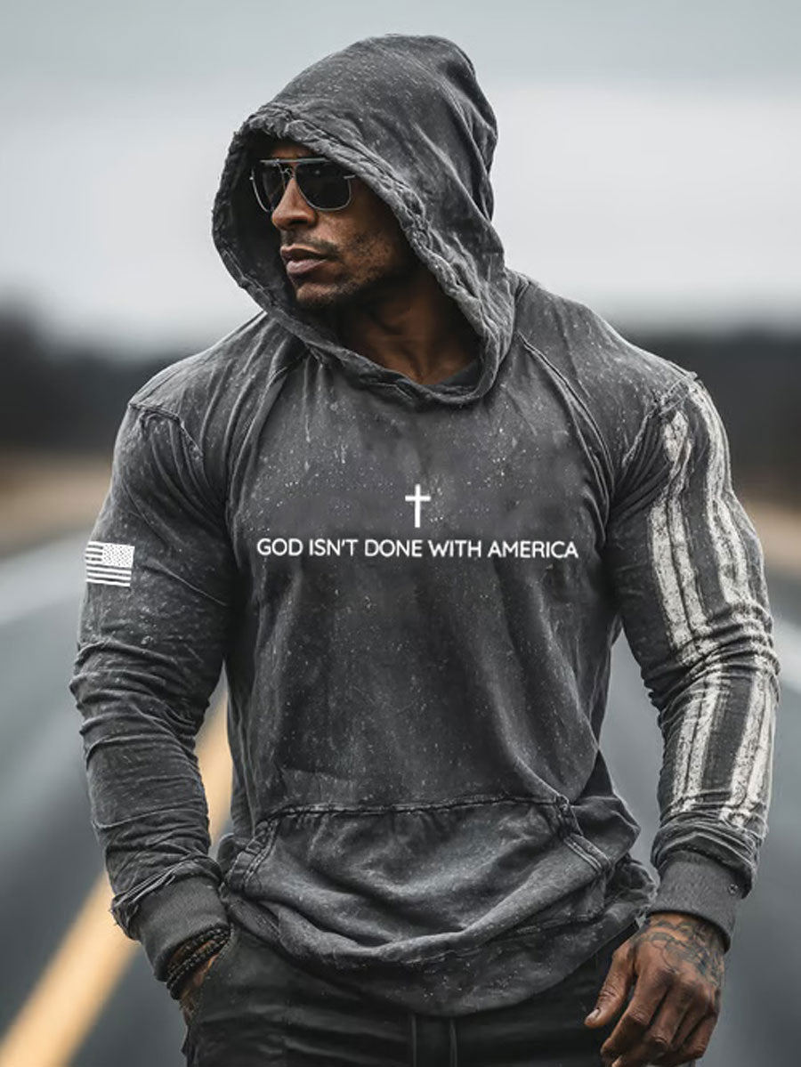 Men's God Isn't Done With America Printed Casual Hoodie