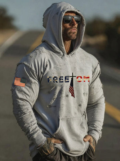 Men's Freedom Printed Casual Hoodie