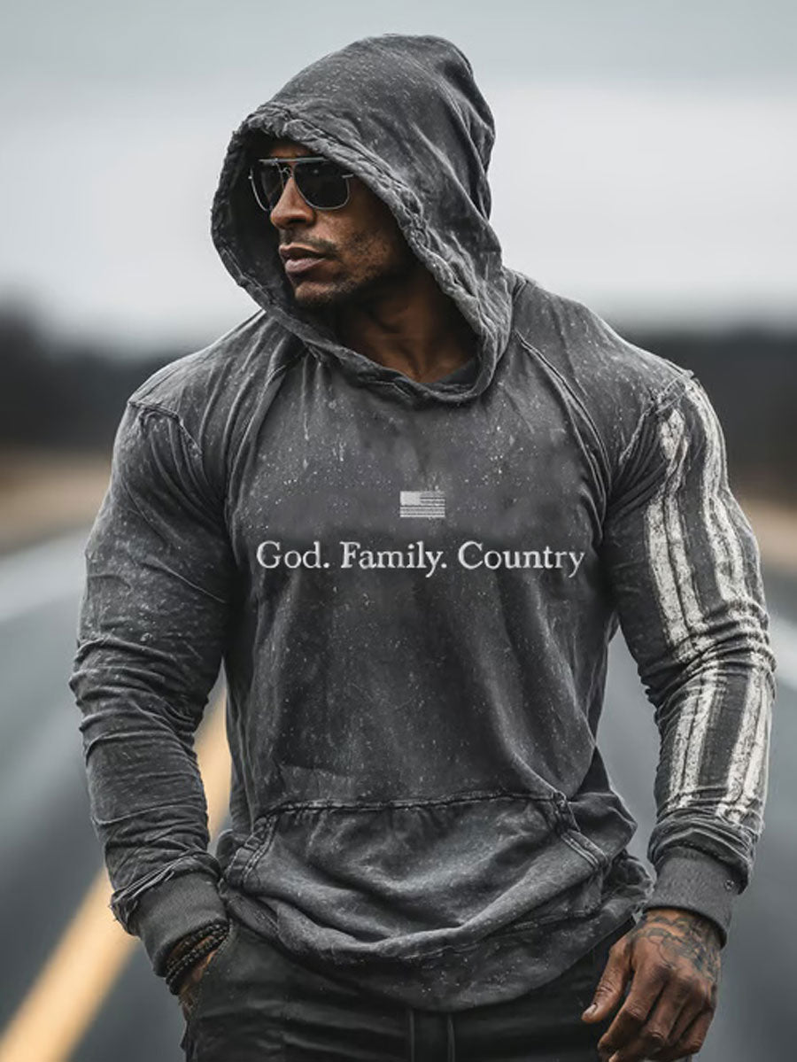 Men's God. Family. Country. Print Casual Hoodie