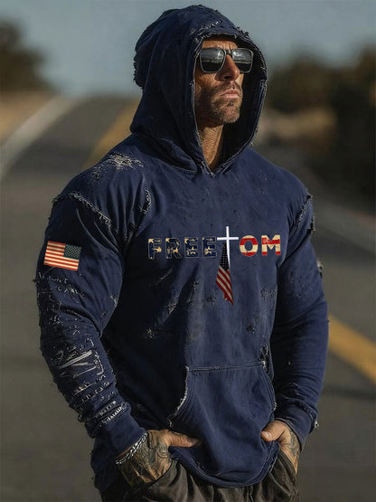 Men's Freedom Printed Casual Hoodie