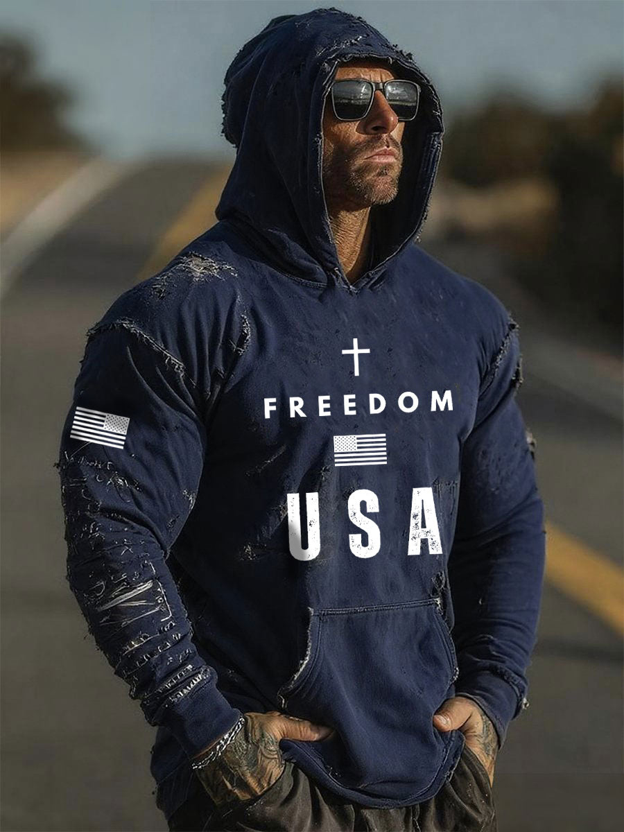 Men's Freedom Printed Casual Hoodie