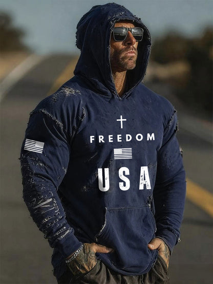 Men's Freedom Printed Casual Hoodie