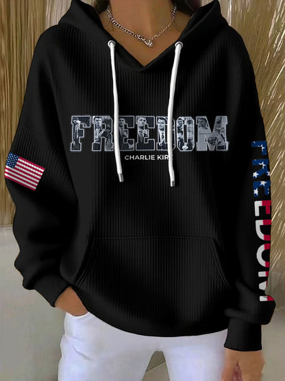Women's Freedom True Patriot Memorial Printed Hoodie