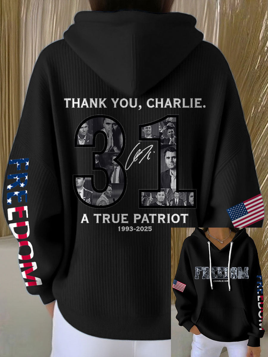 Women's Freedom True Patriot Memorial Printed Hoodie