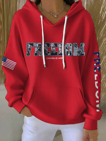 Women's Freedom True Patriot Memorial Printed Hoodie
