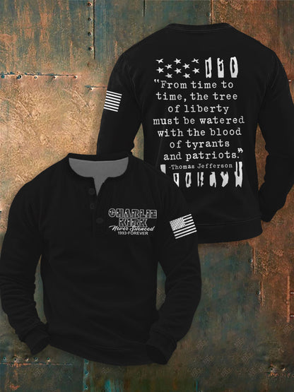 Men's Charlie Kirk Never Silenced Printed Long Sleeves T-Shirt