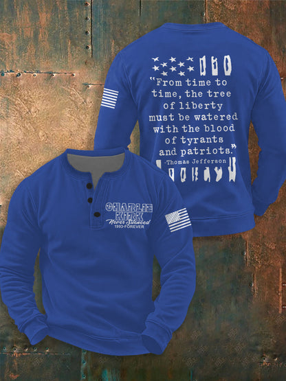 Men's Charlie Kirk Never Silenced Printed Long Sleeves T-Shirt