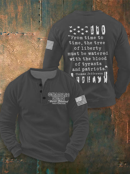 Men's Charlie Kirk Never Silenced Printed Long Sleeves T-Shirt