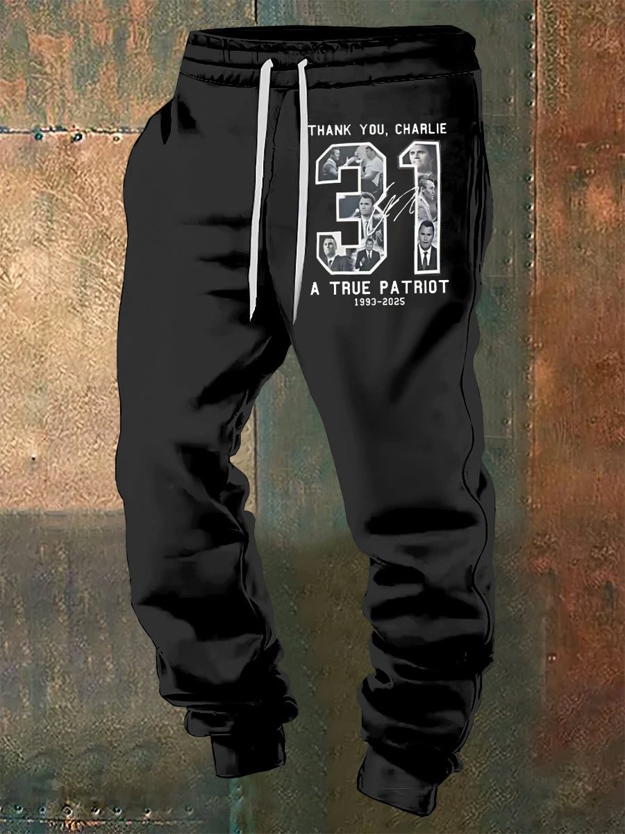 Men's Charlie Kirk Printed Drawstring Pants
