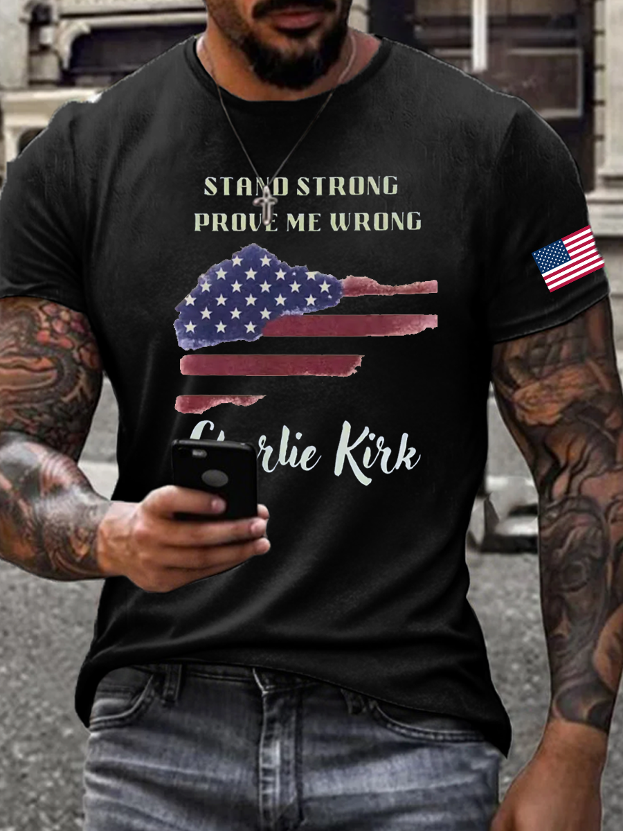 Men's Charlie Kirk Printed imitation cotton short-sleeved T-shirt