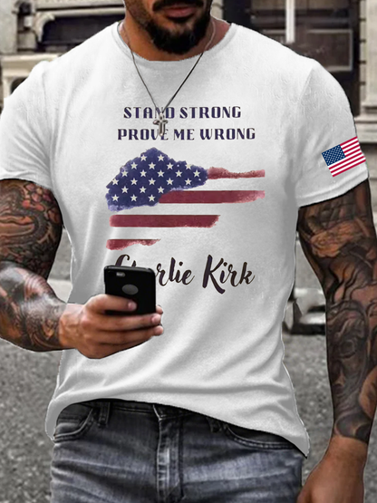 Men's Charlie Kirk Printed imitation cotton short-sleeved T-shirt