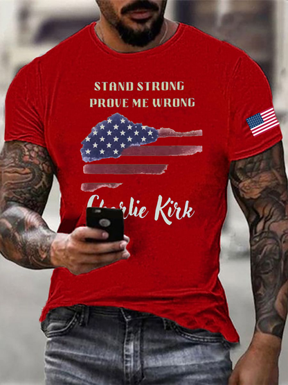 Men's Charlie Kirk Printed imitation cotton short-sleeved T-shirt