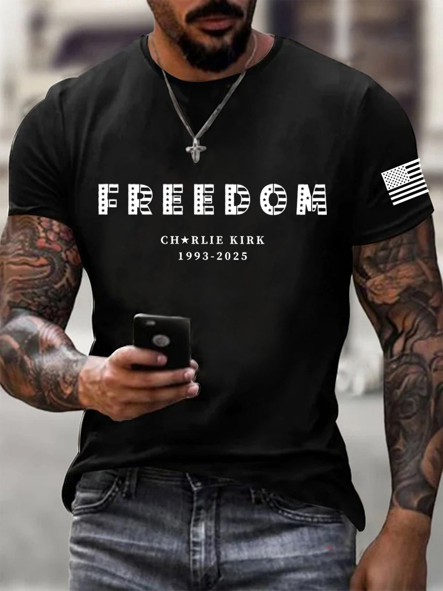 Men's Freedom Charlie Kirk Printed T-shirt