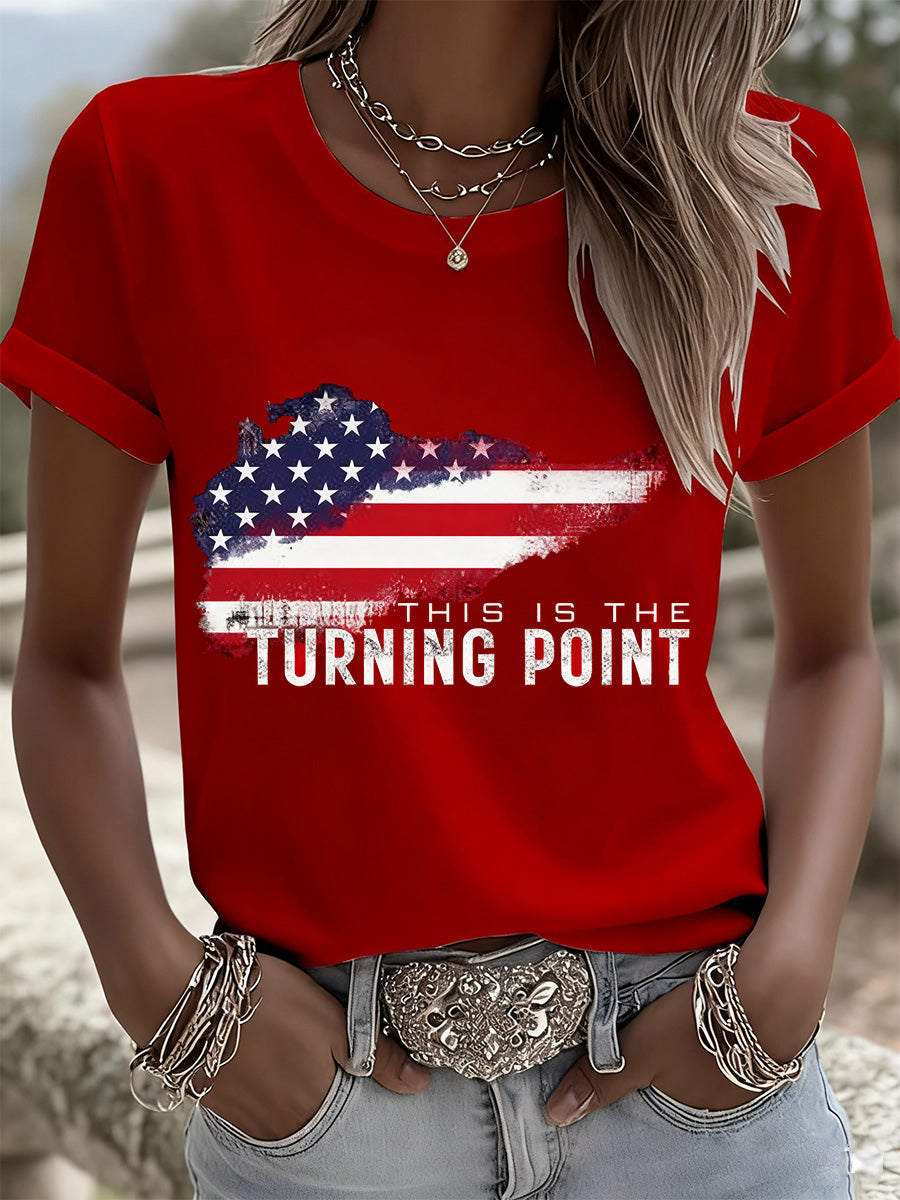 Women's Retro Turning Point Casual Commemorative T-Shirt