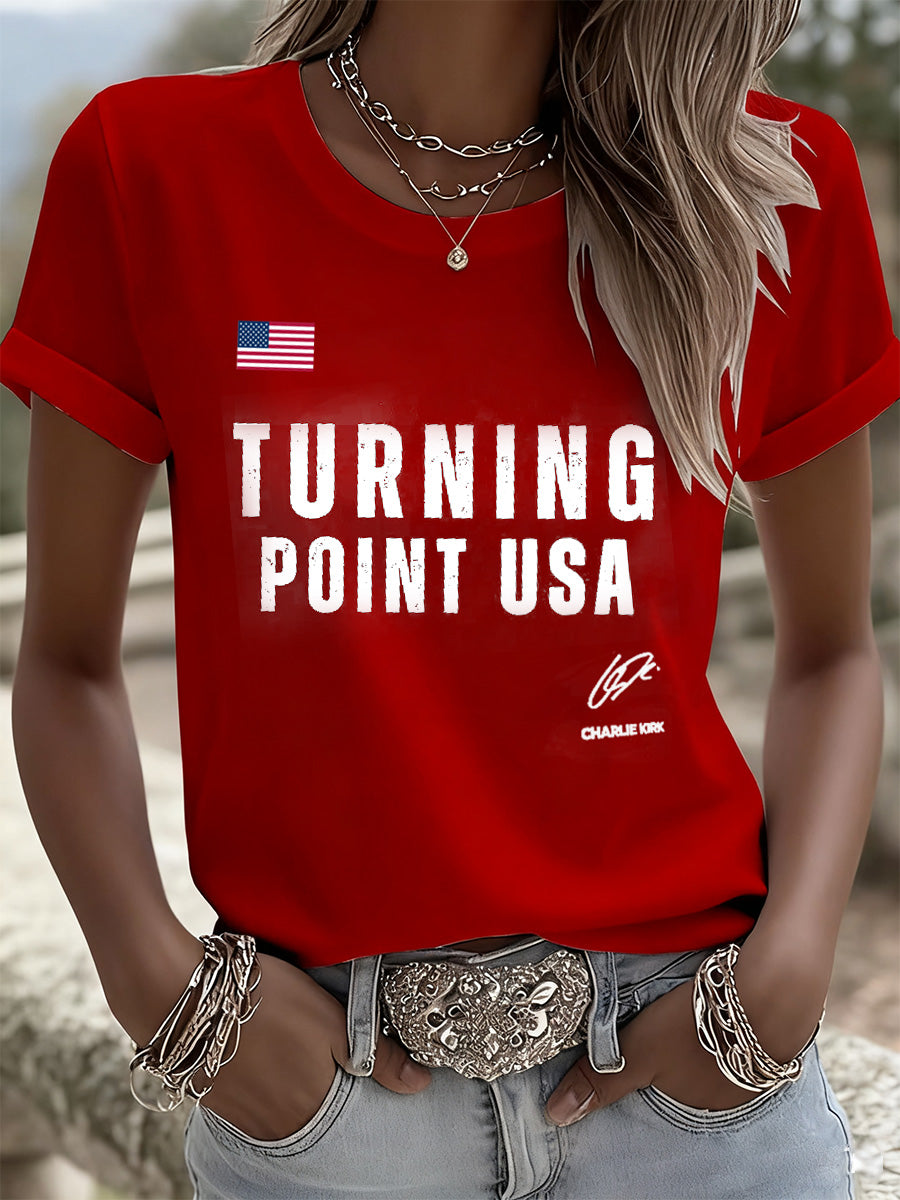 Women's Retro Turning Point Casual Commemorative T-Shirt