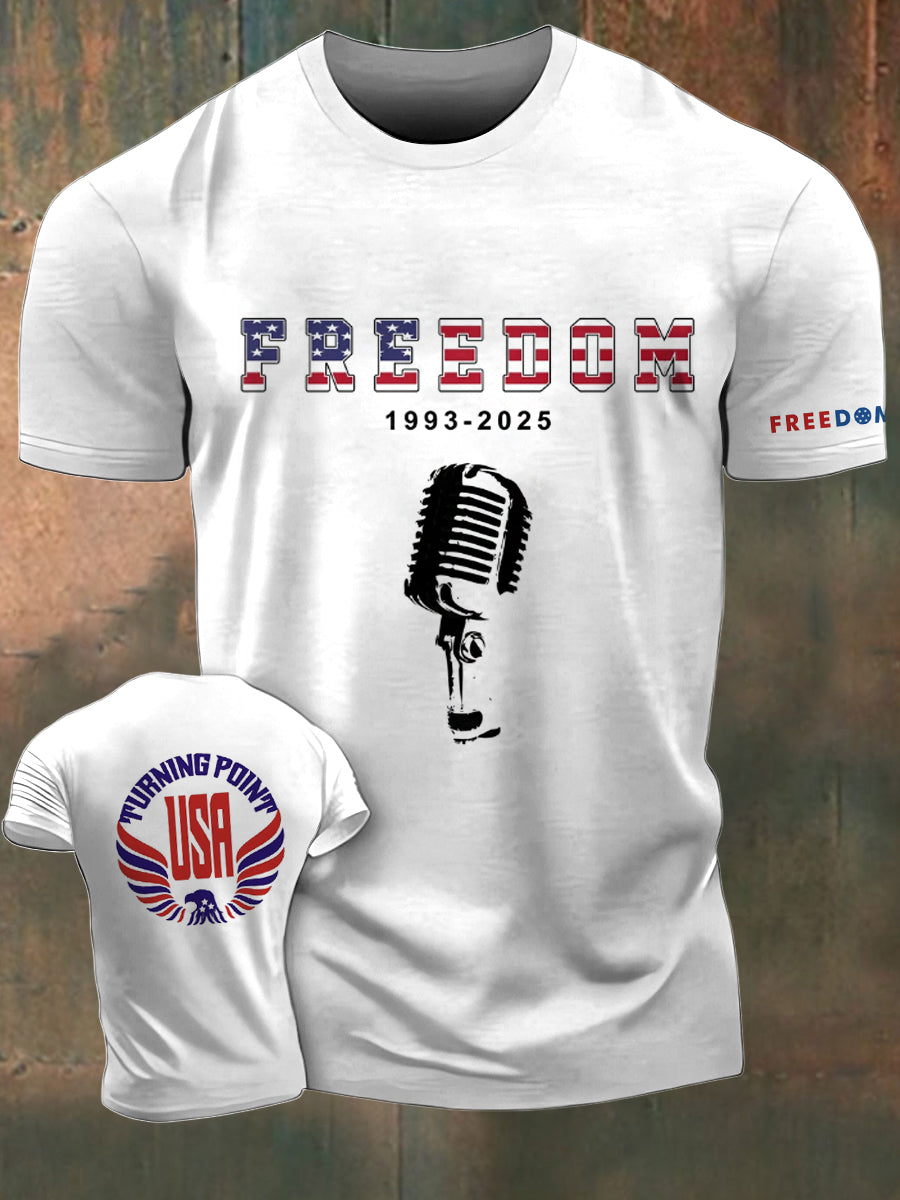 Men's Charlie Kirk Freedom Printed Vintage Fashion Loose Short Sleeve T-Shirt