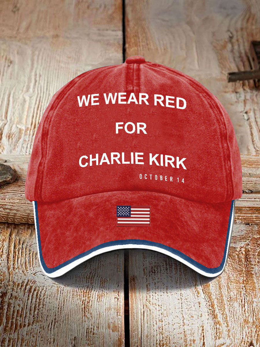 Unisex We Wear Red For Charlie Kirk Print Hat