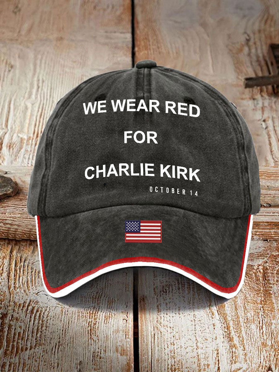 Unisex We Wear Red For Charlie Kirk Print Hat