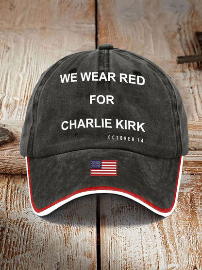 Unisex We Wear Red For Charlie Kirk Print Hat