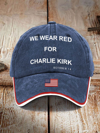 Unisex We Wear Red For Charlie Kirk Print Hat