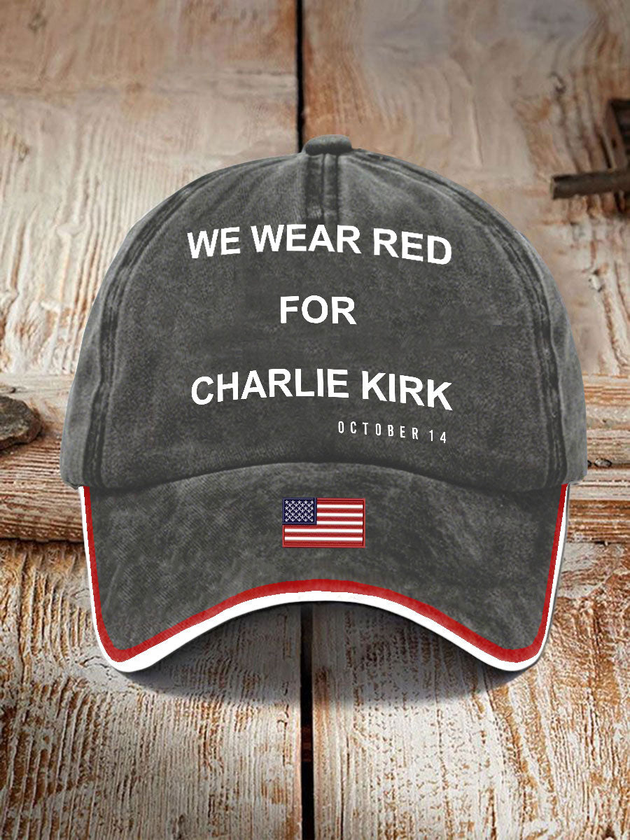 Unisex We Wear Red For Charlie Kirk Print Hat
