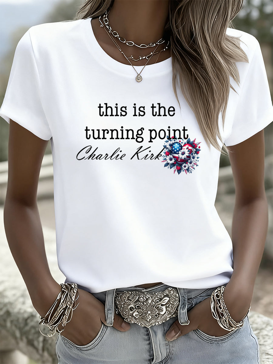 Women's Vintage Freedom American Casual Commemorative Short Sleeve